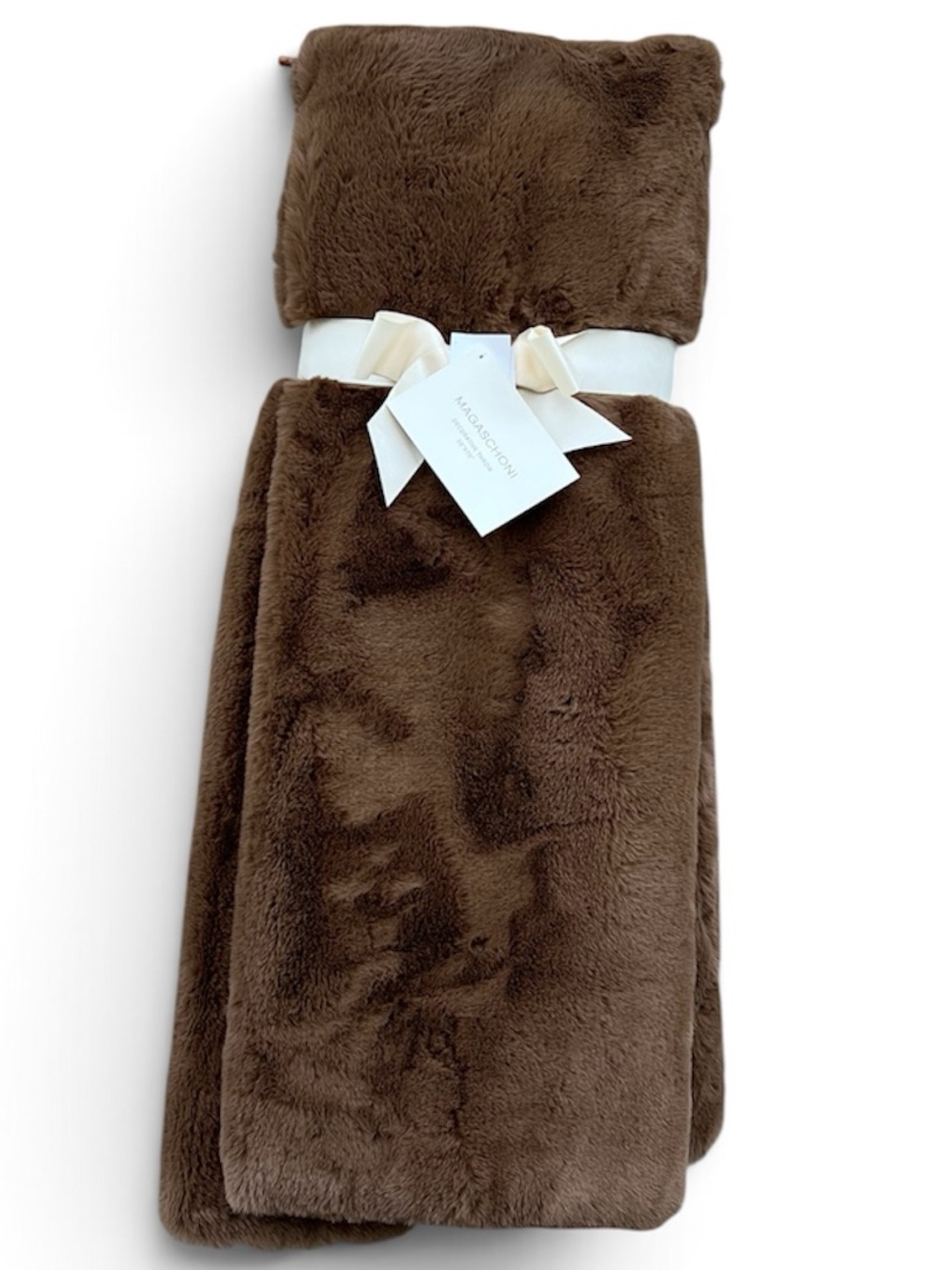 🆕 Magaschoni Brown Faux Fur Throw Blanket Luxe Soft Chestnut Winter Holiday Gift